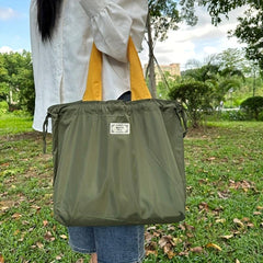 Foldable Drawstring Grocery Shopping Bag Lightweight Tote Bag