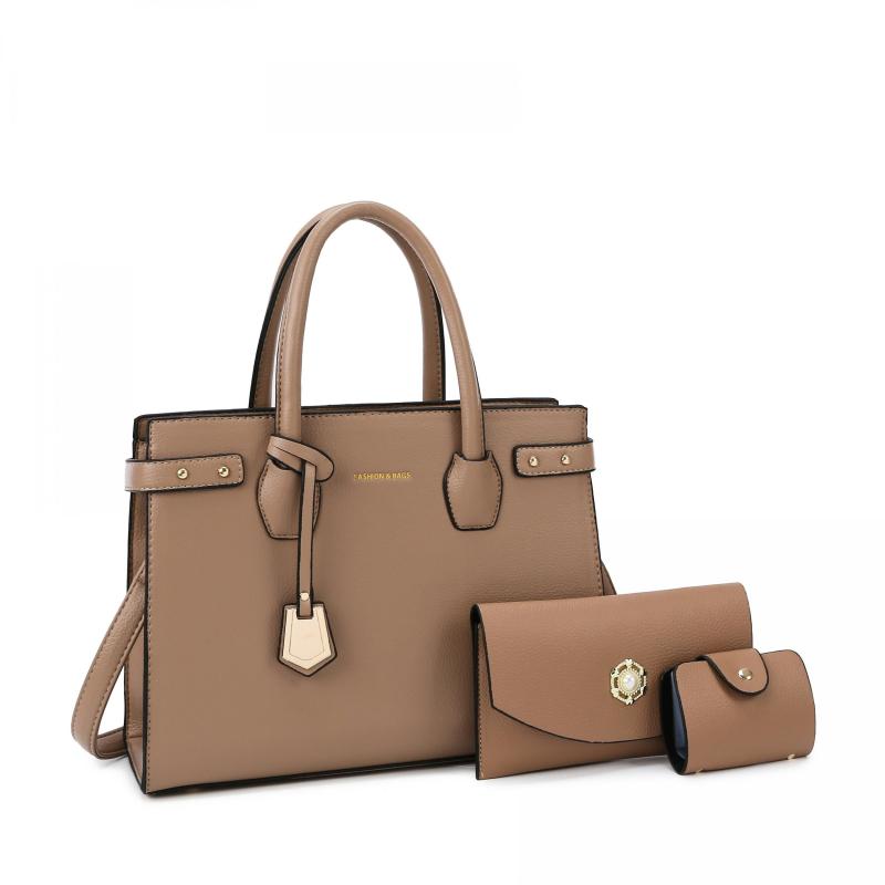 3Pcs PU Leather Tote Bag Set Women's Handbags With Clutch Purse