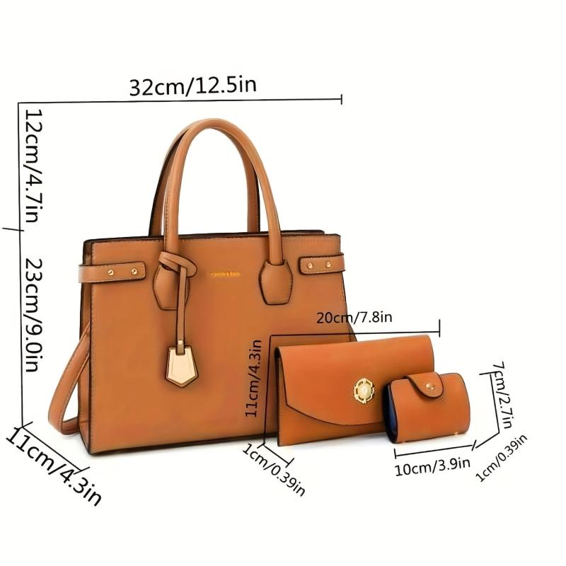 3Pcs PU Leather Tote Bag Set Women's Handbags With Clutch Purse