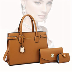 3Pcs PU Leather Tote Bag Set Women's Handbags With Clutch Purse