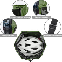 Mesh Drawstring Backpack Travel Beach Swimming Bag With Bottle Pocket