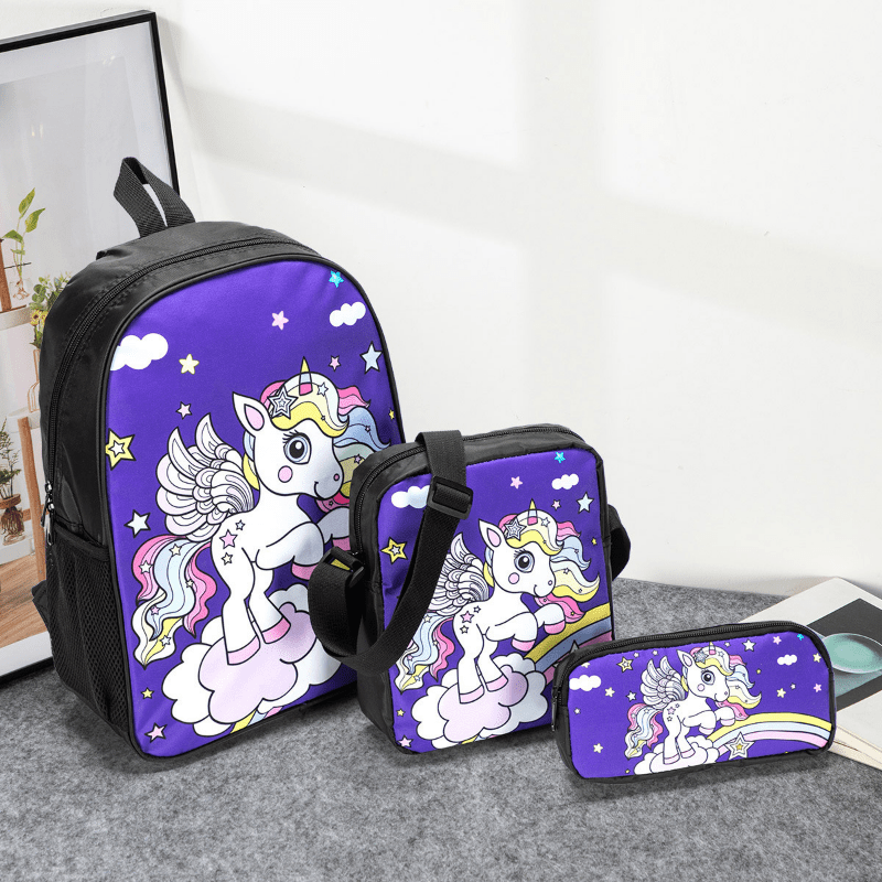 3Pcs Football Pattern Backpack Set Crossbody Bag & Pencil Case