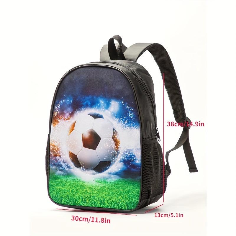 3Pcs Football Pattern Backpack Set Crossbody Bag & Pencil Case