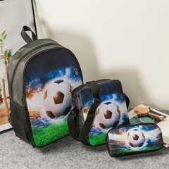 3Pcs Football Pattern Backpack Set Crossbody Bag & Pencil Case