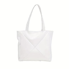 Vintage Vegan Leather Tote Bag Large Capacity Solid Handbag