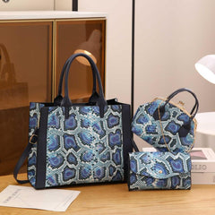 3pcs Skin Scale Pattern Satchel Bag Set PU Leather Crossbody Tote Coin Purse
