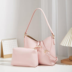 Minimalist Solid Bag Sets All Match Shoulder Bag & Insert Square Pouch