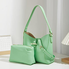 Minimalist Solid Bag Sets All Match Shoulder Bag & Insert Square Pouch
