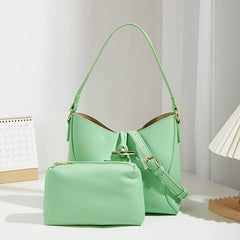 Minimalist Solid Bag Sets All Match Shoulder Bag & Insert Square Pouch