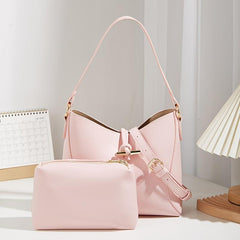 Minimalist Solid Bag Sets All Match Shoulder Bag & Insert Square Pouch