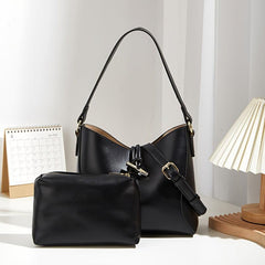 Minimalist Solid Bag Sets All Match Shoulder Bag & Insert Square Pouch