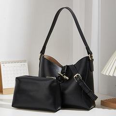Minimalist Solid Bag Sets All Match Shoulder Bag & Insert Square Pouch
