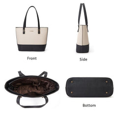 2 Tone Tote & Crossbody Bag Set with Clutch