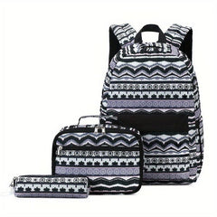 3PCS Ethnic Style Backpack Set School Daypack Retro Travel Rucksack Girls