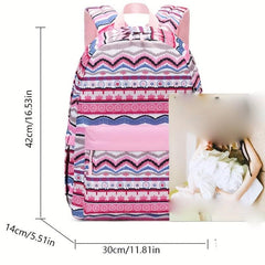 3PCS Ethnic Style Backpack Set School Daypack Retro Travel Rucksack Girls