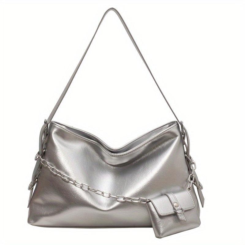Spice Girl Tote Bag Chain Decor Mini Purse Hobo Shoulder Bag Niche Bag