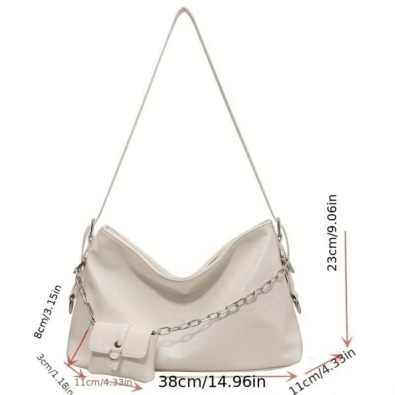 Spice Girl Tote Bag Chain Decor Mini Purse Hobo Shoulder Bag Niche Bag