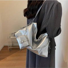 Spice Girl Tote Bag Chain Decor Mini Purse Hobo Shoulder Bag Niche Bag