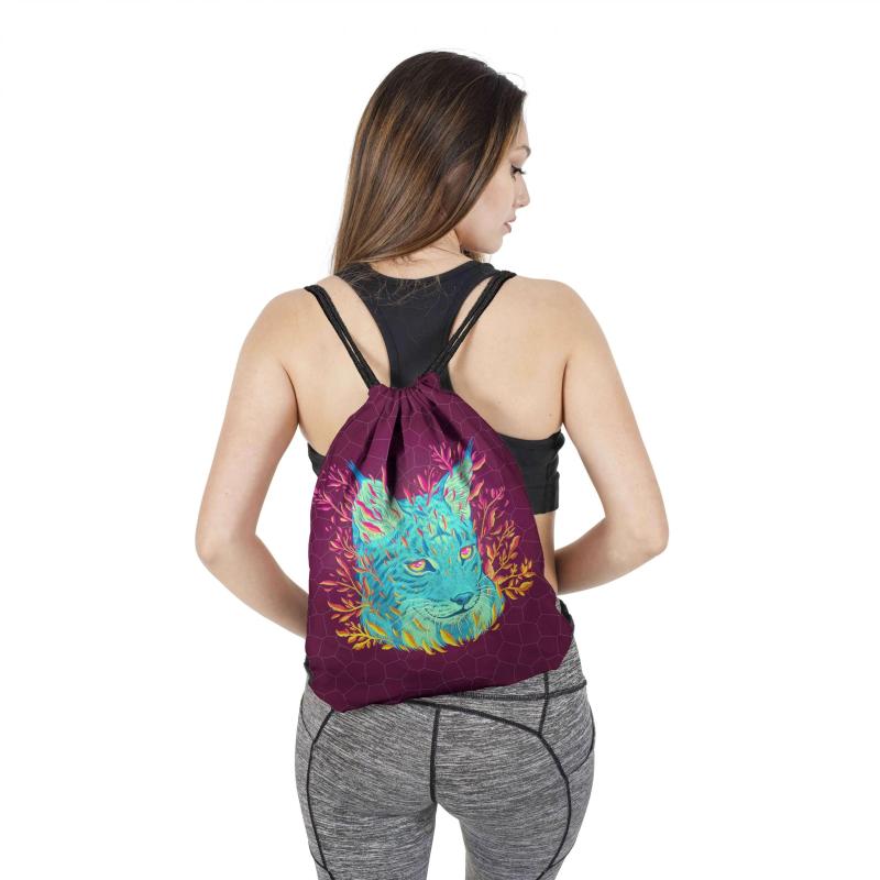 Animal Pattern Drawstring Bag Lightweight Sports Backpack