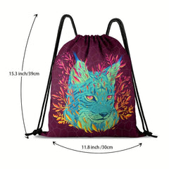 Animal Pattern Drawstring Bag Lightweight Sports Backpack