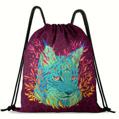 Animal Pattern Drawstring Bag Lightweight Sports Backpack