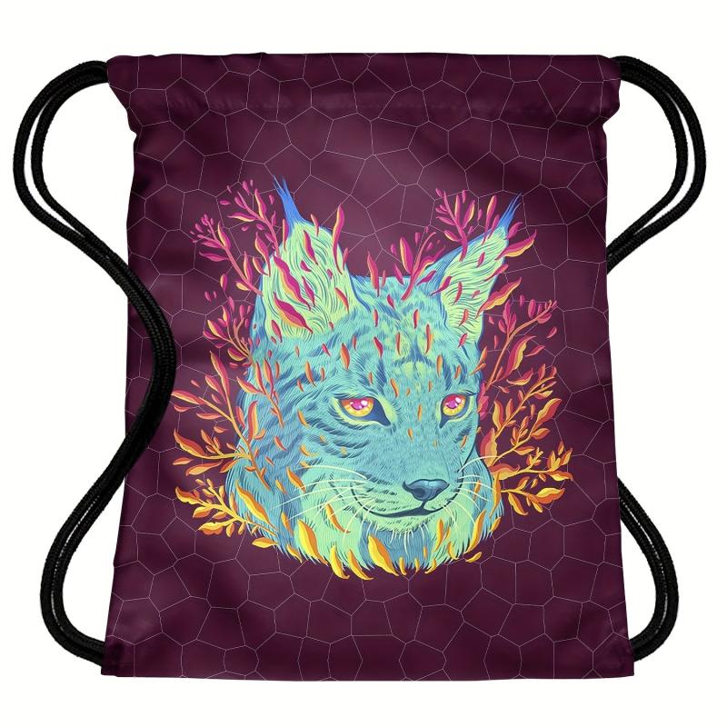 Animal Pattern Drawstring Bag Lightweight Sports Backpack