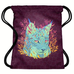 Animal Pattern Drawstring Bag Lightweight Sports Backpack