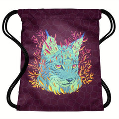 Animal Pattern Drawstring Bag Lightweight Sports Backpack