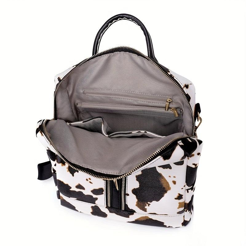 Animal Pattern Backpack with Clutch Purse PU Leather School Travel Bag