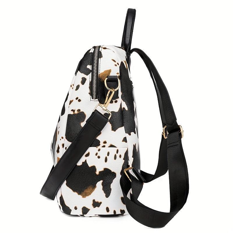 Animal Pattern Backpack with Clutch Purse PU Leather School Travel Bag