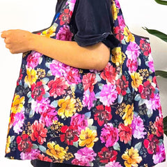 Large Capacity Portable Tote Shoulder Bag Flower Pattern Lightweight Bag
