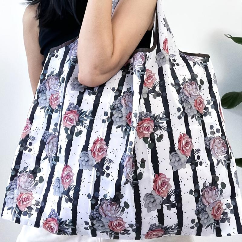 Large Capacity Portable Tote Shoulder Bag Flower Pattern Lightweight Bag