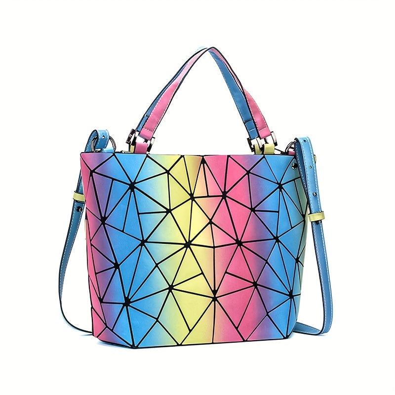 Gradient Geometric Pattern Tote Bag Sets Shoulder Bag Large Capacity Bags
