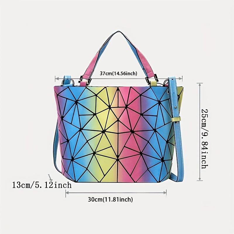 Gradient Geometric Pattern Tote Bag Sets Shoulder Bag Large Capacity Bags