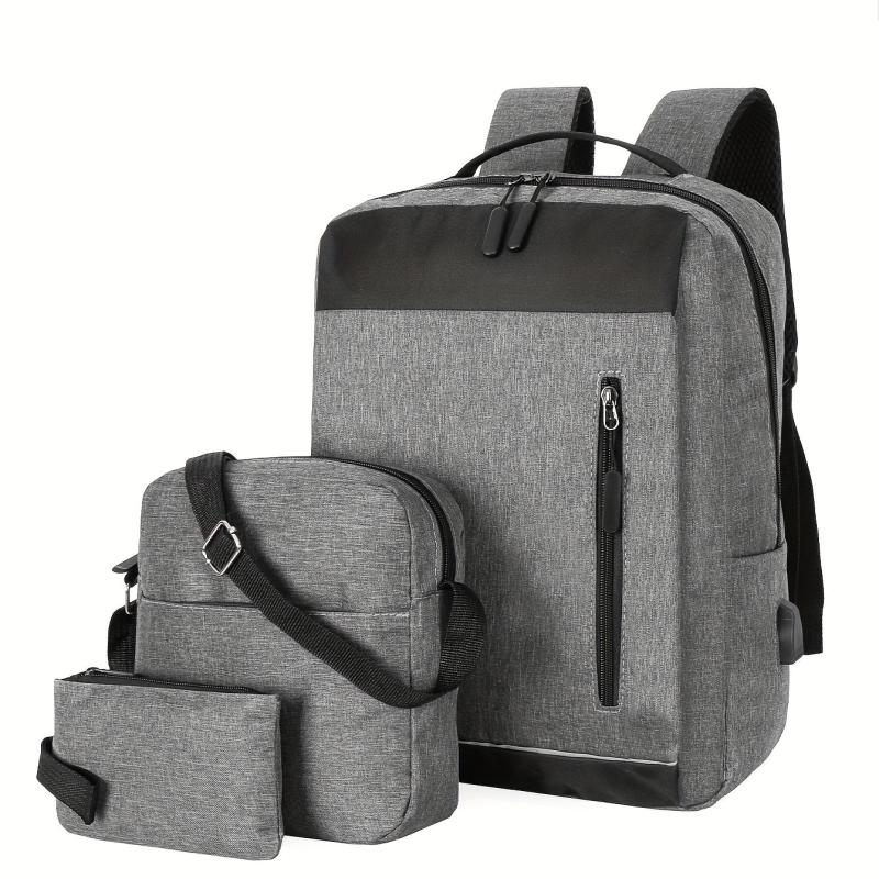 3PCS 39 62 Cm Laptop Backpack USB Charging Heavy Duty Travel Bag
