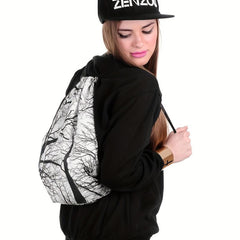 Branch Print Drawstring Workout Backpack Gym Sport String Bag