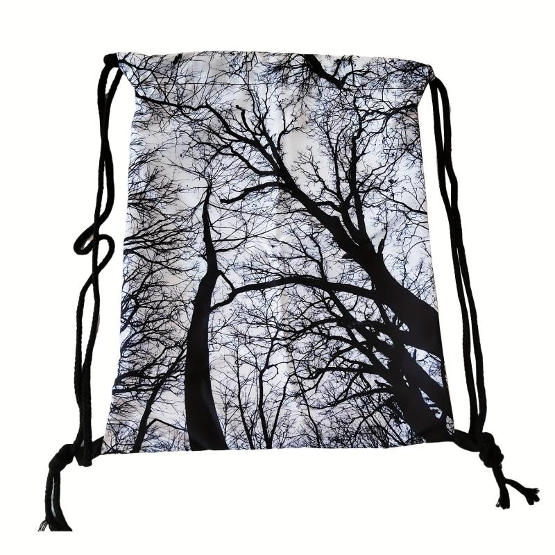 Branch Print Drawstring Workout Backpack Gym Sport String Bag