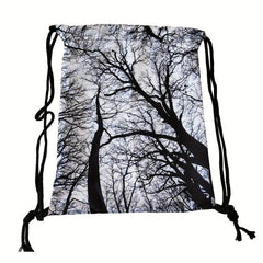 Branch Print Drawstring Workout Backpack Gym Sport String Bag