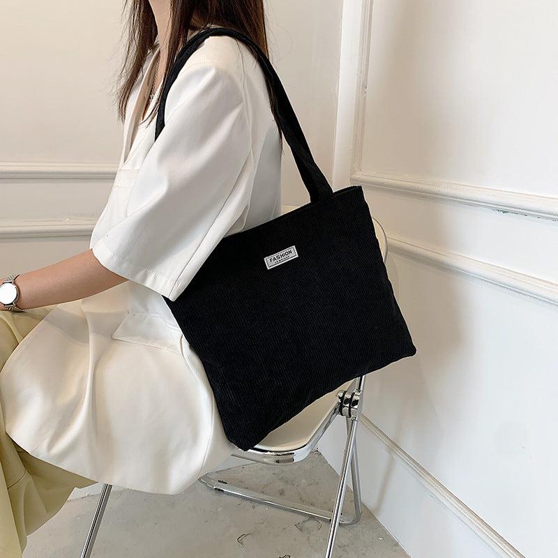 Corduroy Bag Sets Solid Shoulder Bag & Shoulder Square Chain Bag