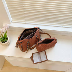 3pcs Woven Handbag Set Women's Tote Bag Crossbody Bag Credit Card Holder