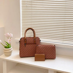3pcs Woven Handbag Set Women's Tote Bag Crossbody Bag Credit Card Holder