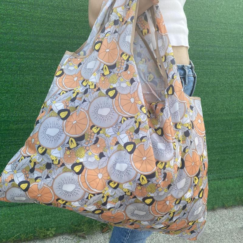 Large Capacity Floral Print Shopper Bag Lightweight Foldable Shoulder Bag