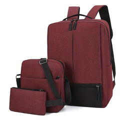 3PCS Large Laptop Backpack Heavy Duty USB Charging