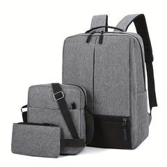3PCS Large Laptop Backpack Heavy Duty USB Charging