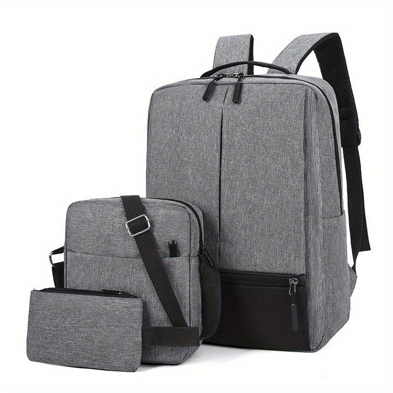 3PCS Large Laptop Backpack Heavy Duty USB Charging