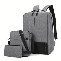 3PCS Large Laptop Backpack Heavy Duty USB Charging