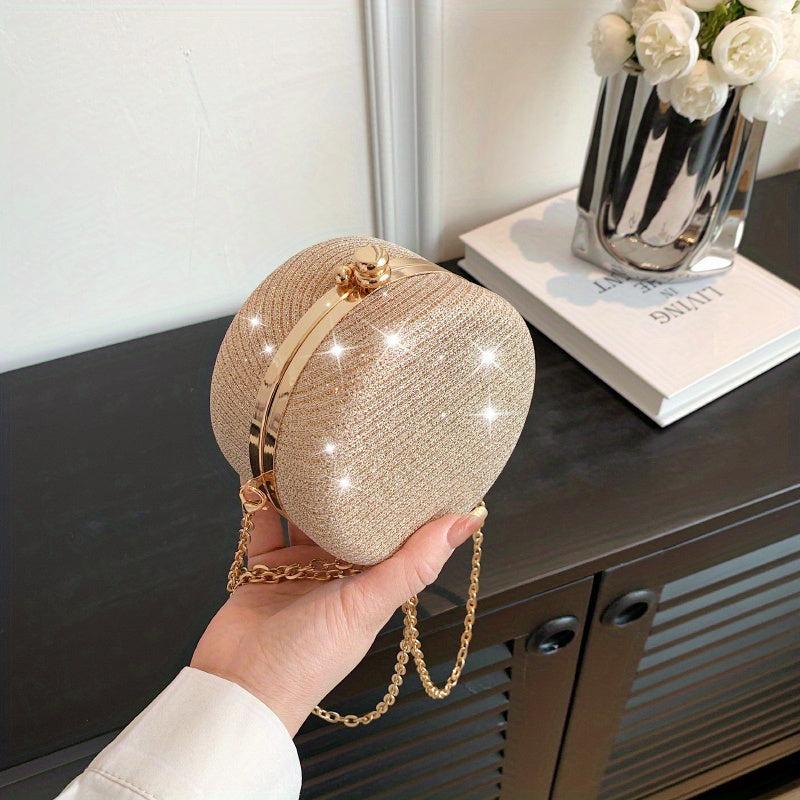 Glitter Evening Clutch Bag Round Dinner Purse For Wedding Party Prom