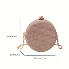Glitter Evening Clutch Bag Round Dinner Purse For Wedding Party Prom