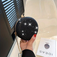 Glitter Evening Clutch Bag Round Dinner Purse For Wedding Party Prom