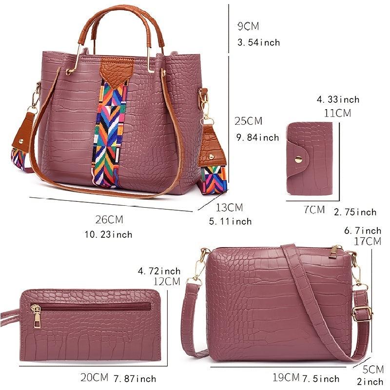 4pcs Tote & Crossbody Bag Set Women's Large Capacity Shoulder Handbag